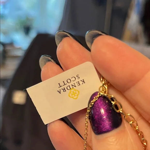 NWT Kendra Scott Gold Tone Necklace with Teal Colored Stone - Picture 9 of 11